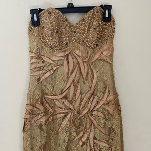 Gold Lace Prom Dress Size 4